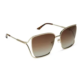 FRANCESCA - GOLD WITH DARK TORTOISE   BROWN GRADIENT POLARIZED SUNGLASSES