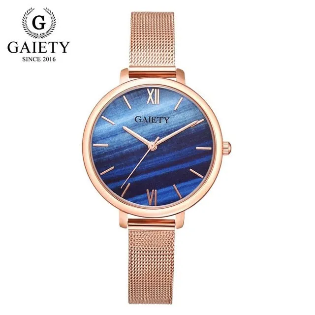 Gaiety Luxury 2 PCS Set Watch Women Rose Gold Water Drill Bracelet Watch Jewelry Ladies Female Hour Casual Quartz Wristwatches