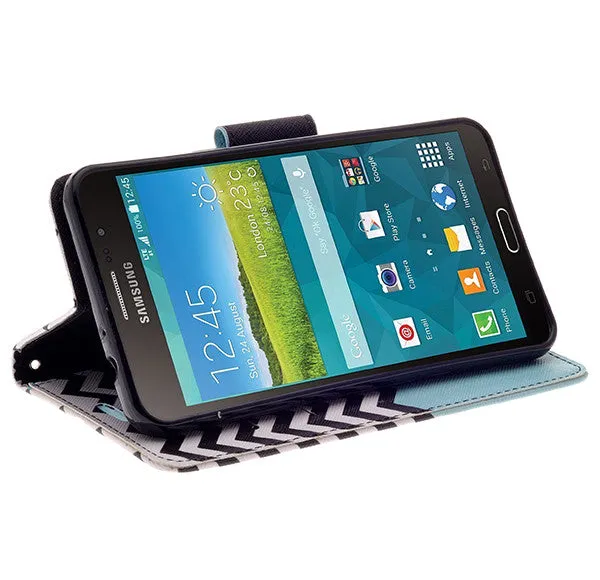 Galaxy Mega 2 Case, Wrist Strap Magnetic Fold[Kickstand] Pu Leather Wallet Case with ID & Credit Card Slots for Samsung Galaxy Mega 2 - Teal Anchor