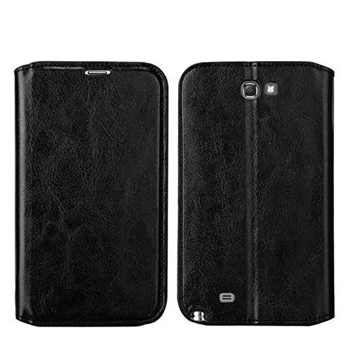 Galaxy Note 2 Case, Pu Leather Magnetic Fold[Kickstand] Wallet Case with ID & Card Slots for Samsung Galaxy Note 2 - Black