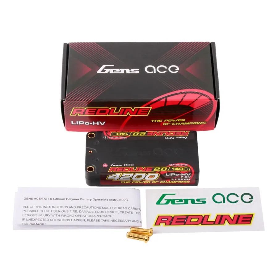 Gens Ace Redline 4200mAh 140C 7.6V HV Shorty LiPo Battery