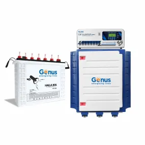 Genus Inverter with Battery Combo   Challenger 1100   Hallabol GTT240 Tall Tubular Battery   Blue Color Trolley Combo