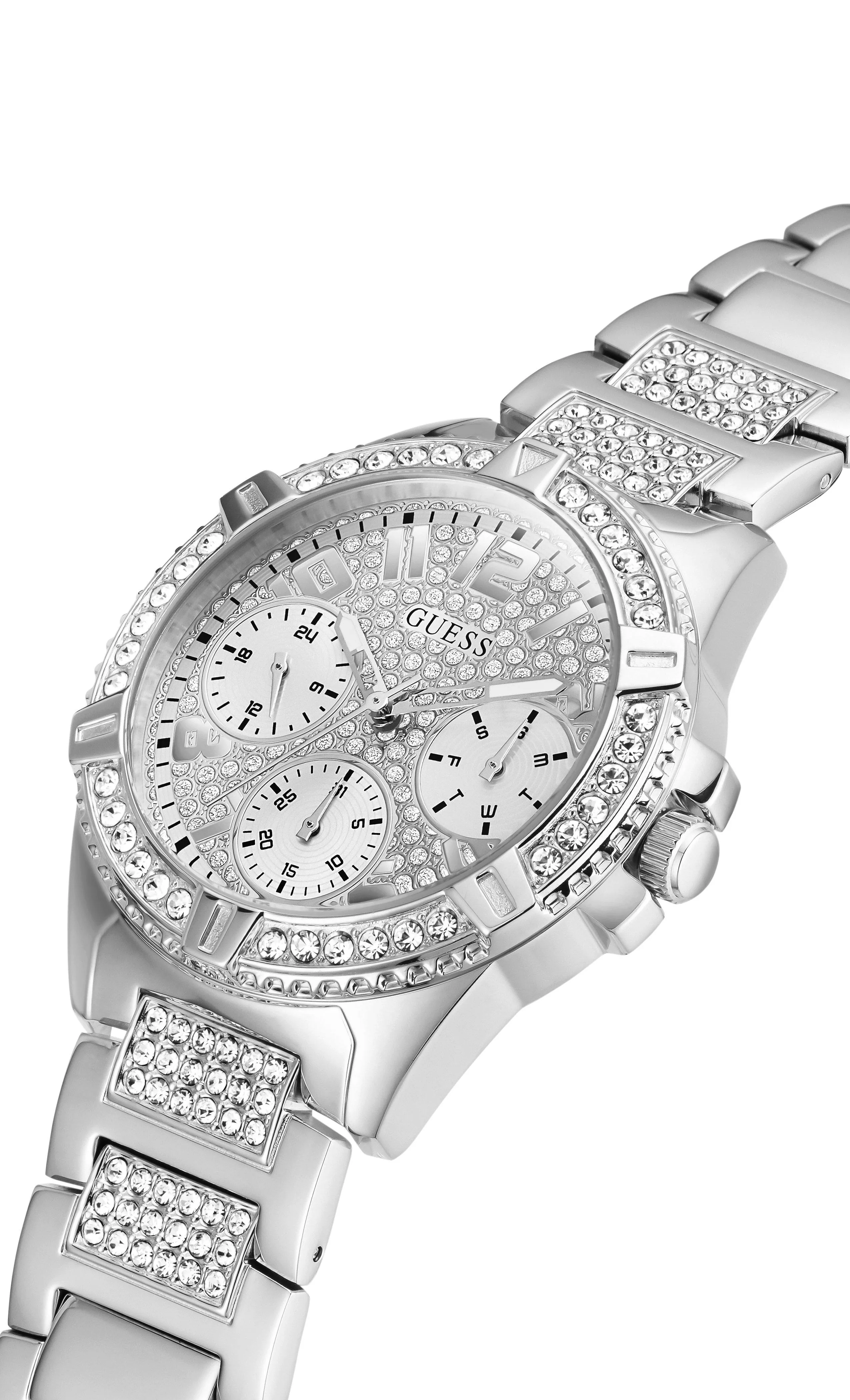 Guess Lady Frontier Silver Crystal Watch W1156L1