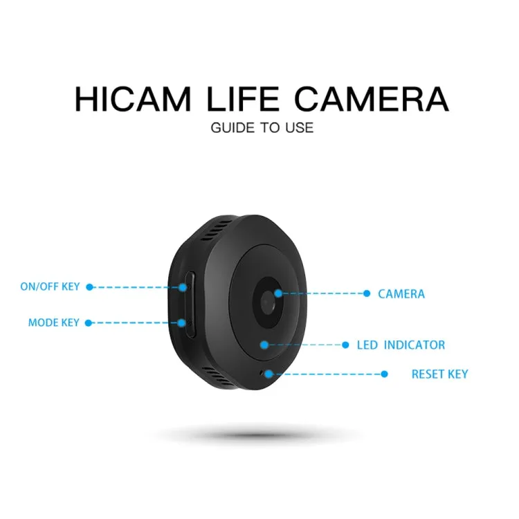 H6 Mini HD 1280 x 720P 120 Degree Wide Angle Wearable Smart Wireless WiFi Surveillance Camera, Support Infrared Night Vision & Motion Detection Recording & 15-25m Local Monitoring & Loop Recording & 64GB Micro SD (TF) Card(Black)