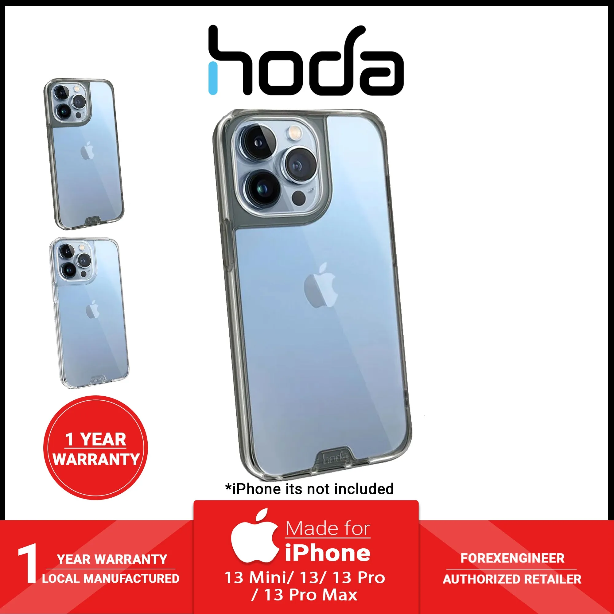 Hoda Crystal Pro Glass Case for iPhone 13 6.1" 5G - Military Standard Case - Clear Black (Barcode: 4711103541593 )