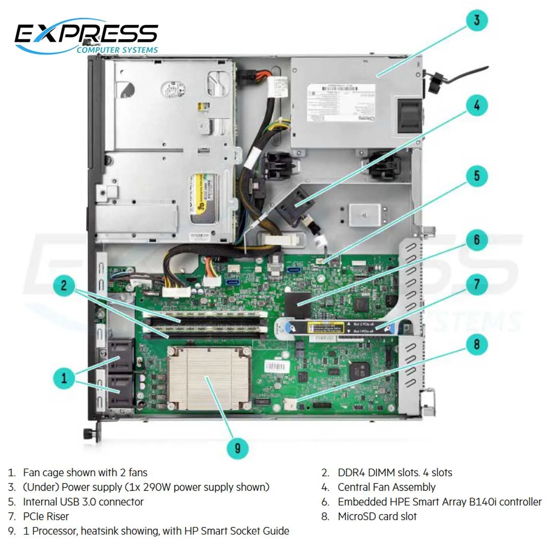 HPE ProLiant DL20 Gen9 G4400 4GB-U Non-hot Plug 2LFF 290W PS Entry Server | 829889-B21