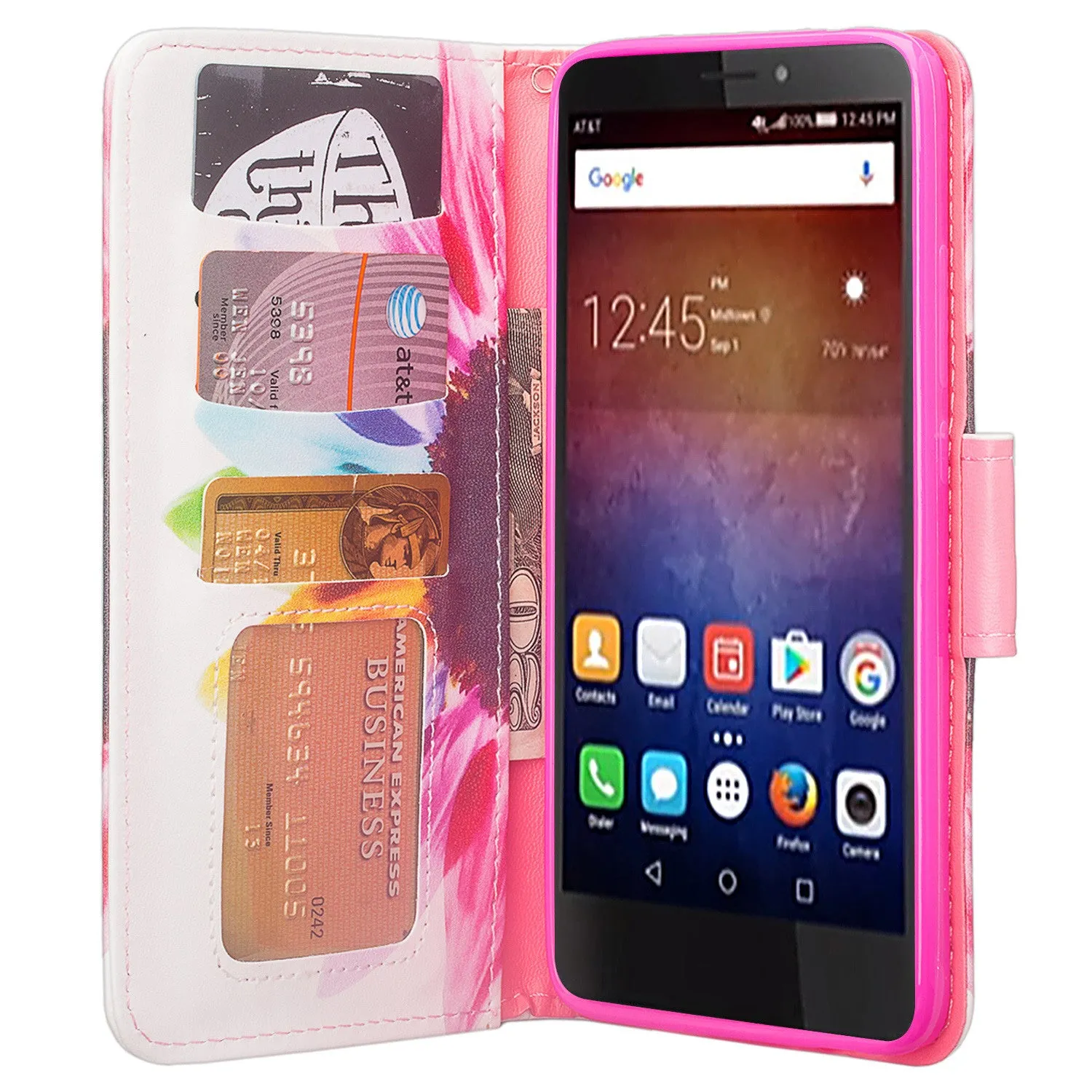 Huawei Ascend XT Case, Wrist Strap Magnetic Fold[Kickstand] Pu Leather Wallet Case with ID & Card Slots for Ascend XT - Vivid Sunflower