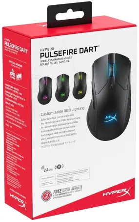 HyperX Pulsefire Dart - Wireless RGB Gaming Mouse, Software-Controlled Customization, 6 Programmable Buttons, Qi-Charging Battery up to 50 Hours - PC, PS4, Xbox One Compatible