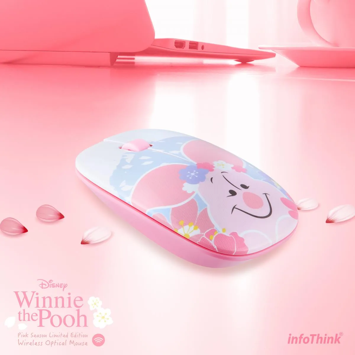 Infothink Disney Cherry Blossom Winnie The Pooh Piglet ver Wireless Optical Mouse