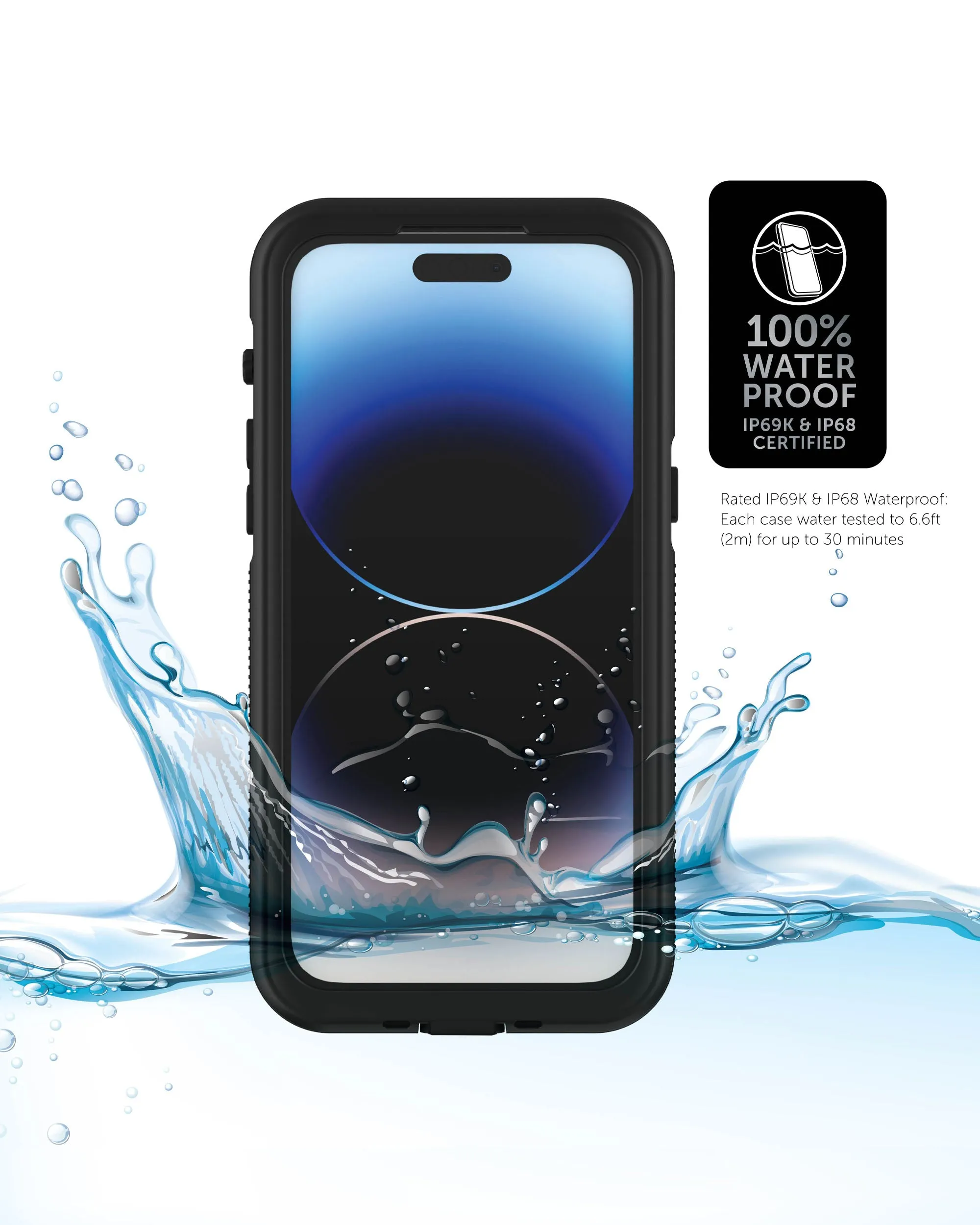 iPhone 14 Pro Tidal Waterproof Phone Case - Black/Clear