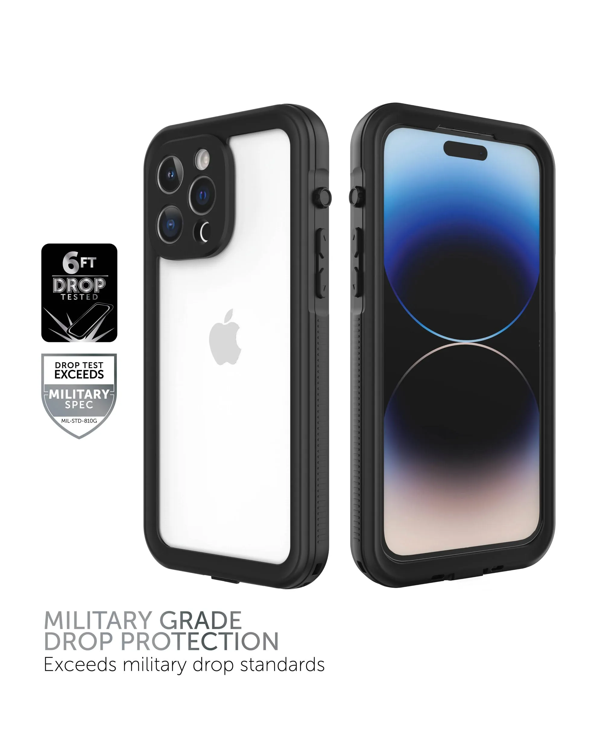 iPhone 14 Pro Tidal Waterproof Phone Case - Black/Clear