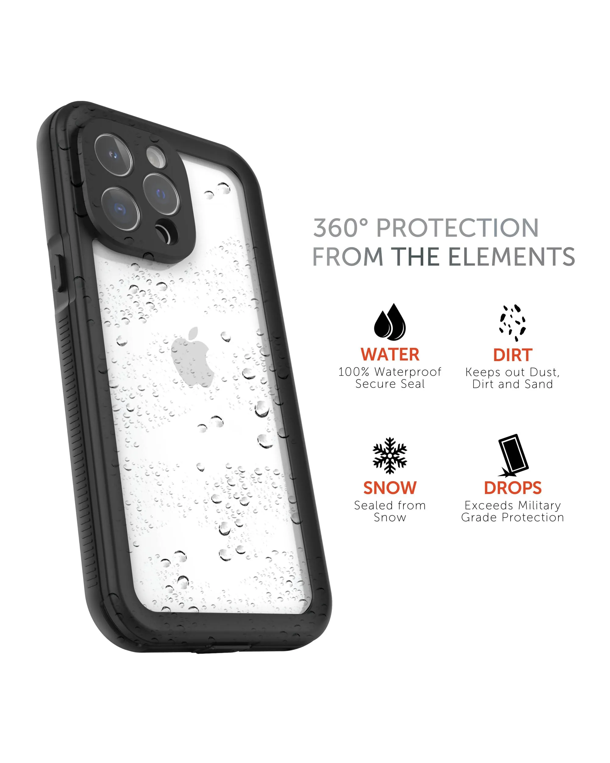 iPhone 14 Pro Tidal Waterproof Phone Case - Black/Clear