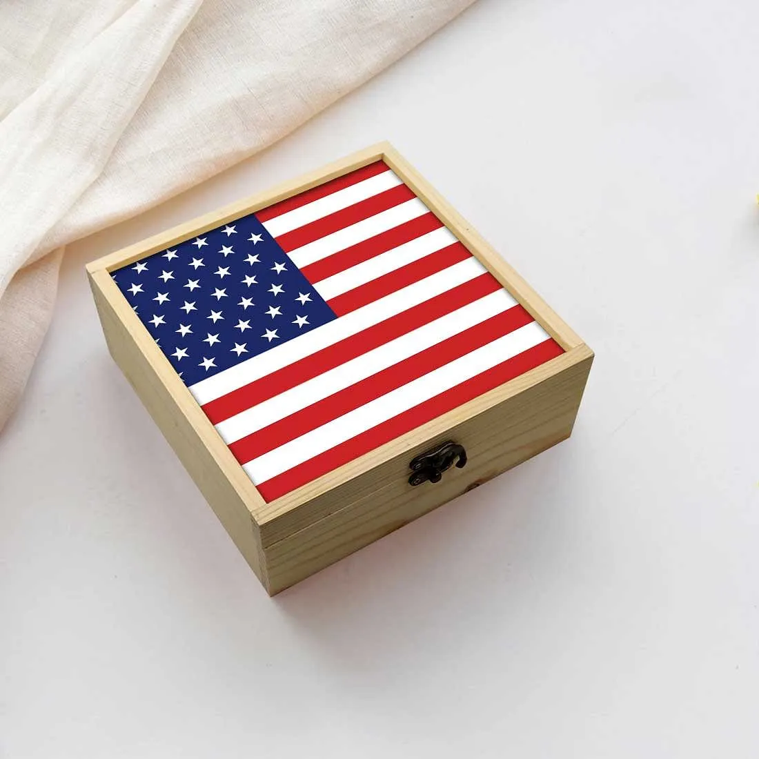 Jewellery Box Makepup Organizer -  American Vintage Distressed Flag