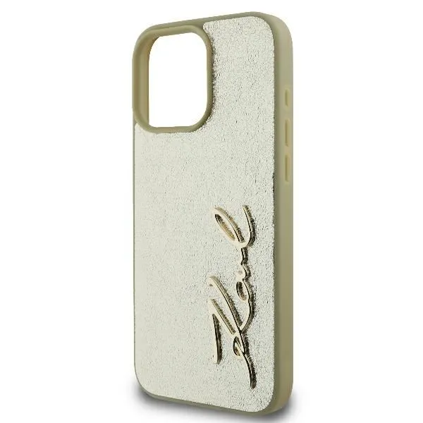 Karl Lagerfeld Metal Signature Case for iPhone 16 Pro 6.3" Gold - KLHCP16LPFMFBKMD