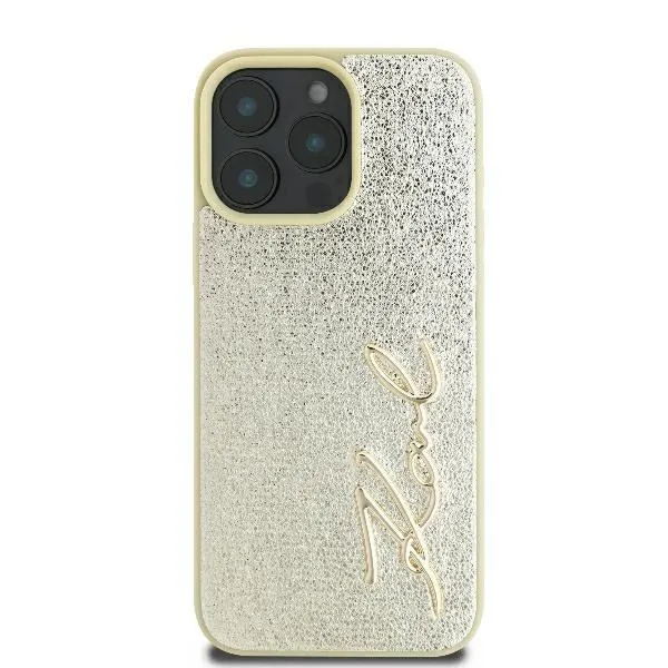 Karl Lagerfeld Metal Signature Case for iPhone 16 Pro 6.3" Gold - KLHCP16LPFMFBKMD