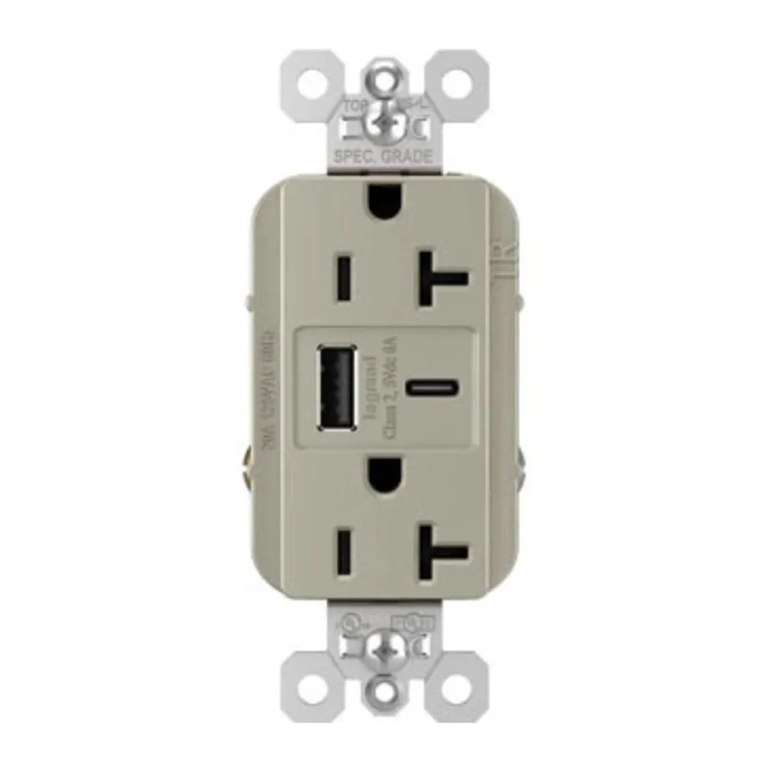 Legrand TR20USBAC6 Tamper Resistant 20A Duplex Receptacle with USB Type A/C