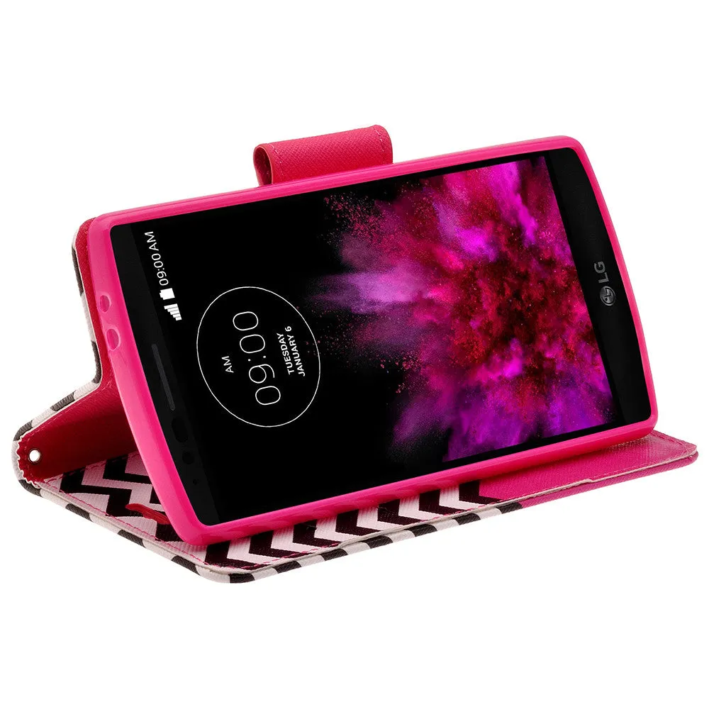 LG G4 Cases, Wrist Strap Magnetic Flip Folio [Kickstand Feature] Pu Leather Wallet Case with ID & Credit Card Slot - Hot Pink Anchor