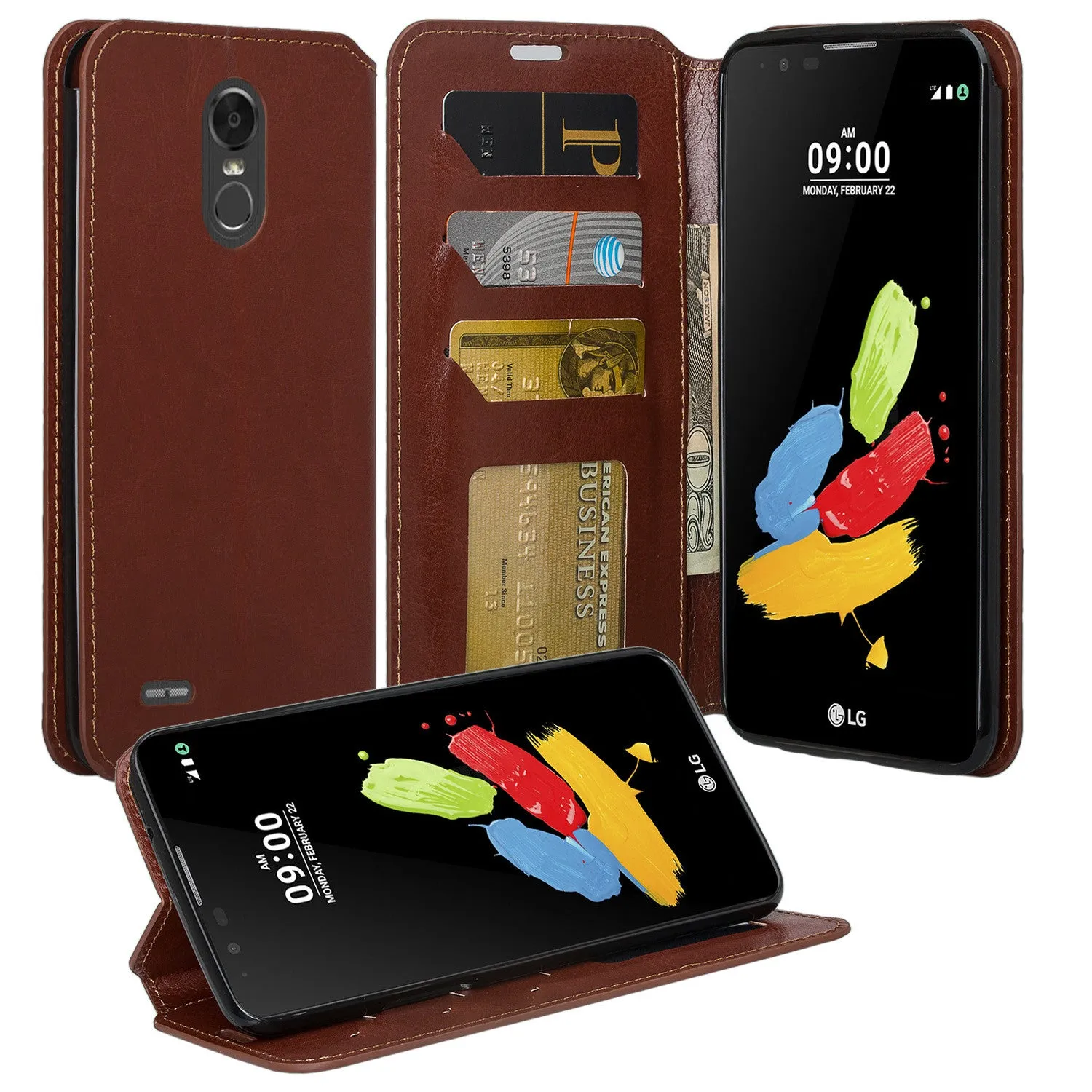 LG Stylo 3 Case, LG Stylo 3 Plus Wallet Case, Slim Magnetic Flip Folio [Kickstand] Pu Leather Wallet Case with ID & Credit Card Slots for Stylo 3 / Stylo 3 Plus - Brown