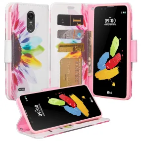 LG Stylo 3 Case, LG Stylus 3 Wrist Strap Pu Leather Magnetic Flip Fold[Kickstand] Wallet Case with ID & Card Slots - Vivid Sunflower