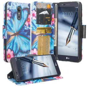 LG Stylo 5 Case, Stylo 5 Wallet Case, Wrist Strap Pu Leather Wallet Case [Kickstand] with ID & Credit Card Slots - Blue Butterfly