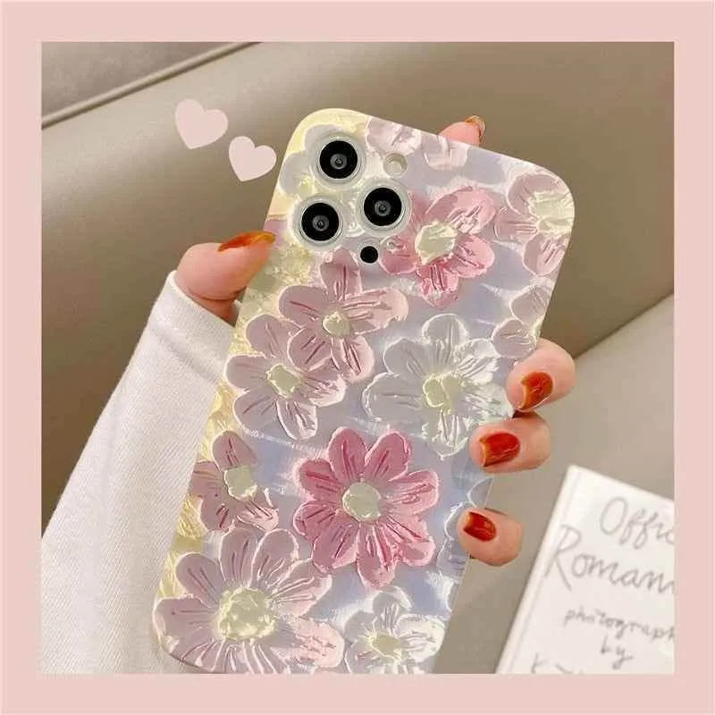 Luxury Fashion Painting Flowers Cute Phone Cases For iPhone 14 Pro Max 13 12 11 X XR XS Max 7 8 Plus