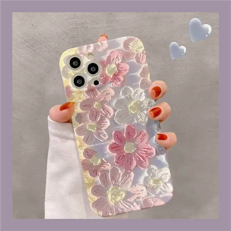 Luxury Fashion Painting Flowers Cute Phone Cases For iPhone 14 Pro Max 13 12 11 X XR XS Max 7 8 Plus