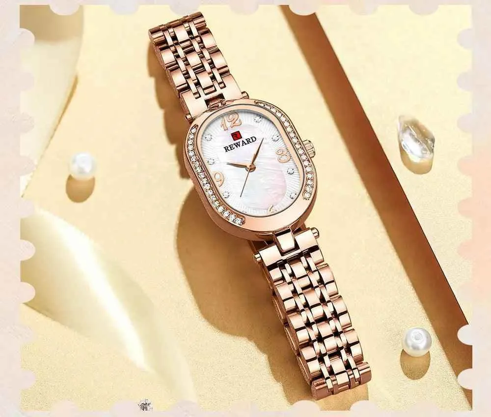 Luxury Stainless Steel Rhinestone Simple Watches For Women GSWB51 Quartz Waterproof