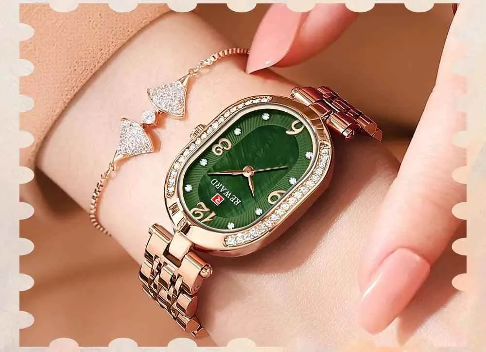 Luxury Stainless Steel Rhinestone Simple Watches For Women GSWB51 Quartz Waterproof