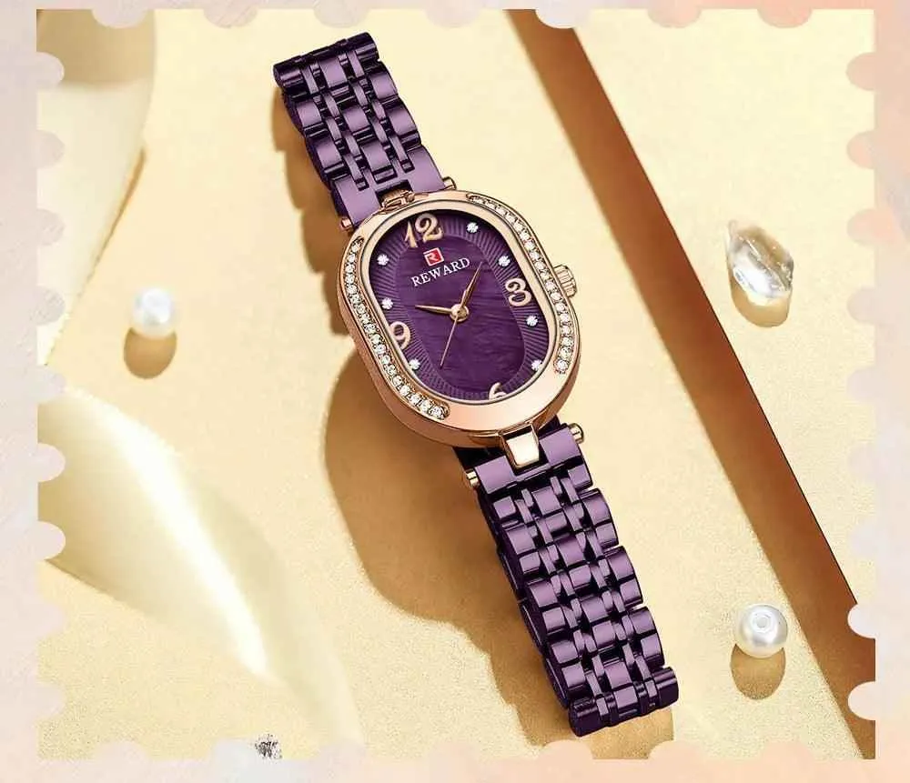 Luxury Stainless Steel Rhinestone Simple Watches For Women GSWB51 Quartz Waterproof