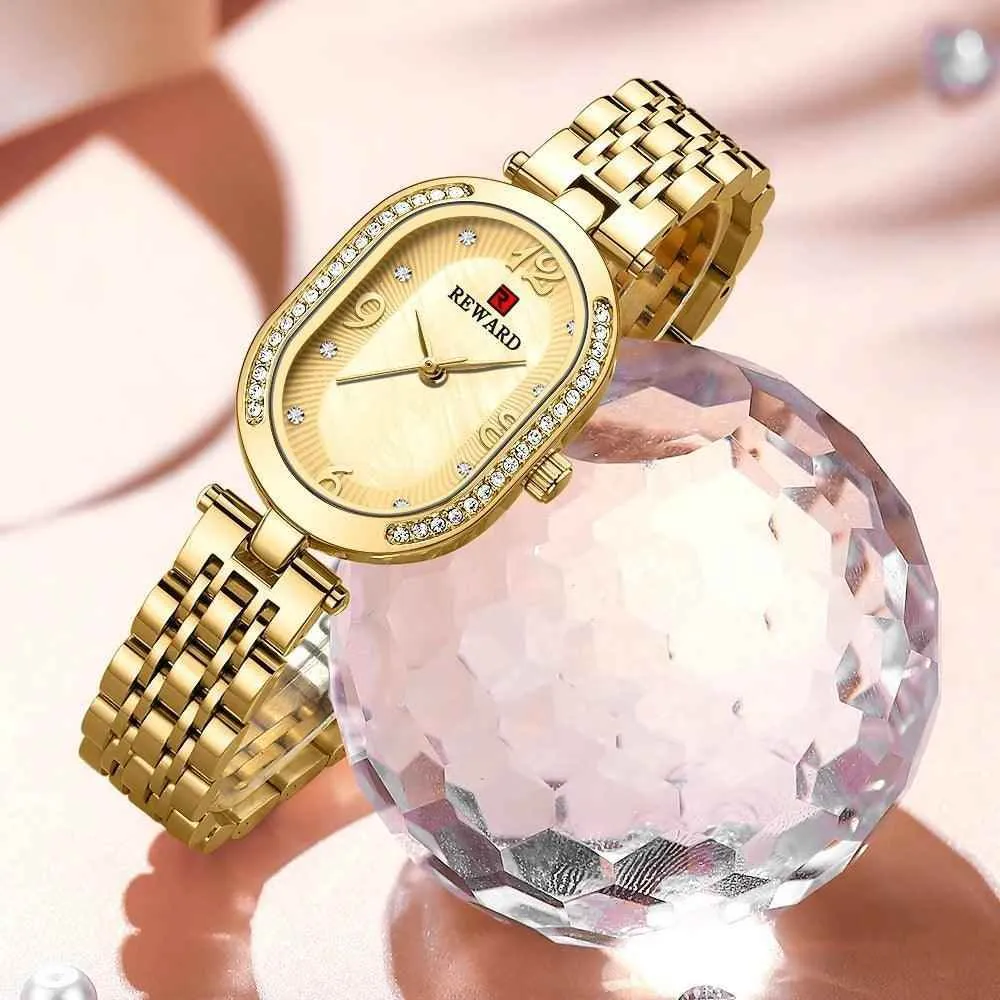 Luxury Stainless Steel Rhinestone Simple Watches For Women GSWB51 Quartz Waterproof