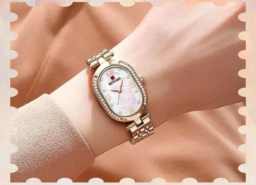 Luxury Stainless Steel Rhinestone Simple Watches For Women GSWB51 Quartz Waterproof