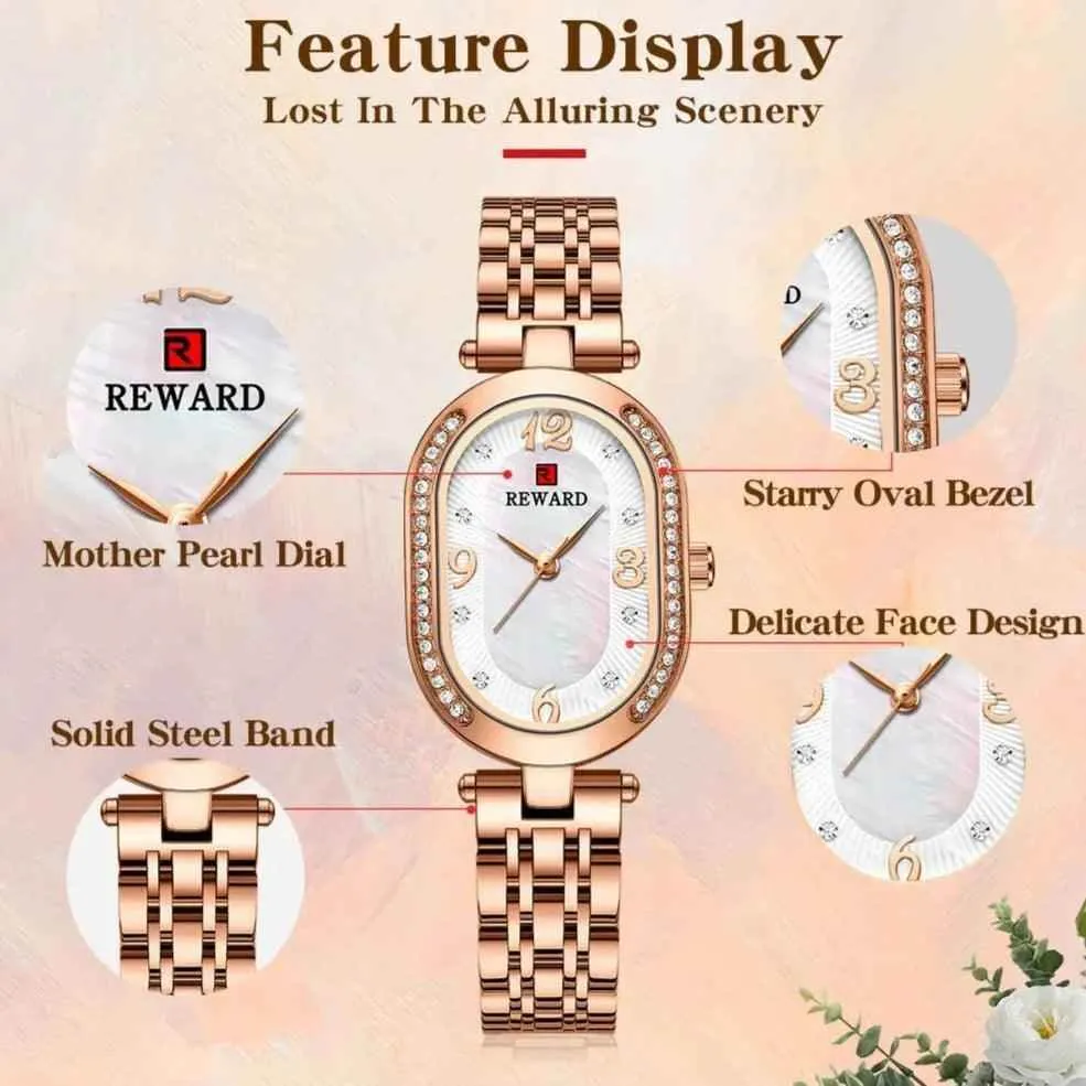 Luxury Stainless Steel Rhinestone Simple Watches For Women GSWB51 Quartz Waterproof