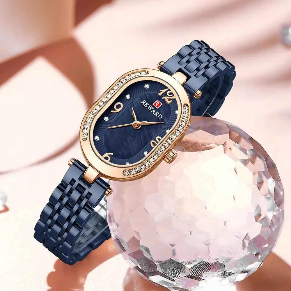 Luxury Stainless Steel Rhinestone Simple Watches For Women GSWB51 Quartz Waterproof