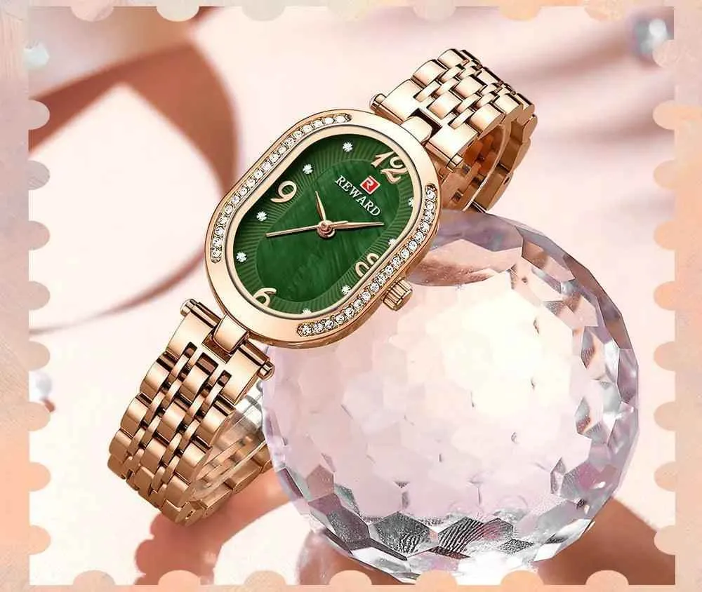 Luxury Stainless Steel Rhinestone Simple Watches For Women GSWB51 Quartz Waterproof