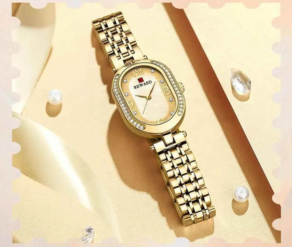 Luxury Stainless Steel Rhinestone Simple Watches For Women GSWB51 Quartz Waterproof