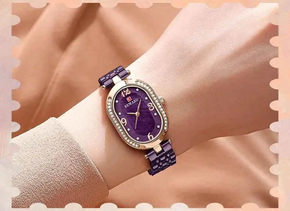 Luxury Stainless Steel Rhinestone Simple Watches For Women GSWB51 Quartz Waterproof