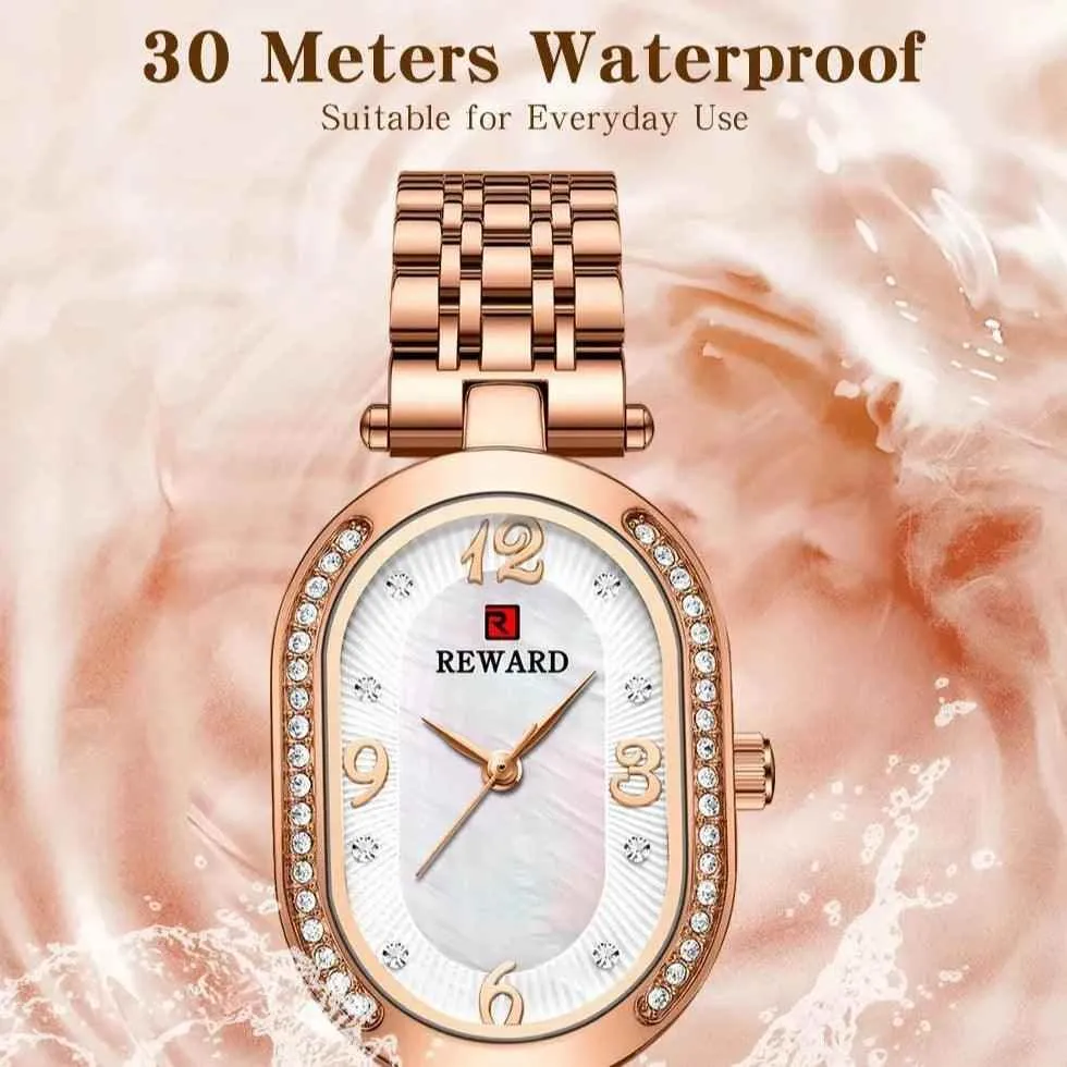 Luxury Stainless Steel Rhinestone Simple Watches For Women GSWB51 Quartz Waterproof