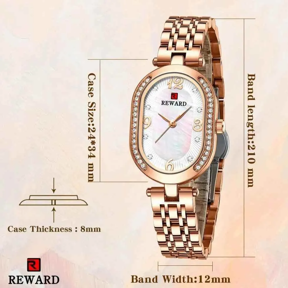 Luxury Stainless Steel Rhinestone Simple Watches For Women GSWB51 Quartz Waterproof