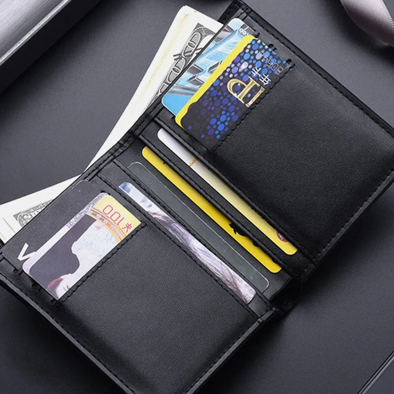 Men Vertical Bifold Thin Multi-card Slot Card Holder Plaid Pattern Embossed Short Coin Purse Wallet