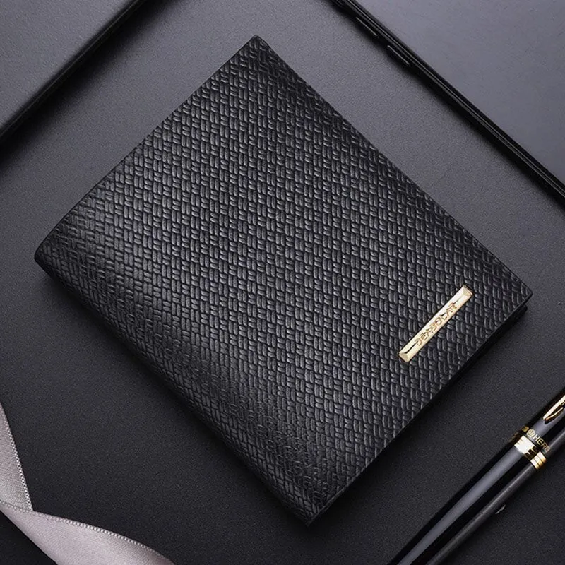 Men Vertical Bifold Thin Multi-card Slot Card Holder Plaid Pattern Embossed Short Coin Purse Wallet