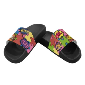 Men's Comic Bubbles Pop Art Print Canvas Sliders