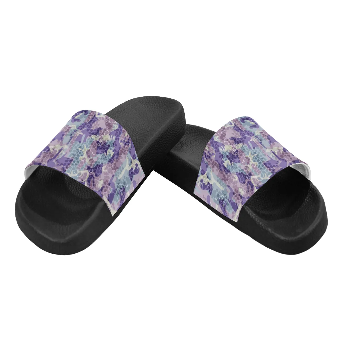 Men's Purple Camouflage Print Canvas Sliders Sandal