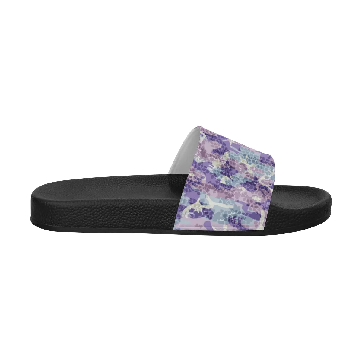 Men's Purple Camouflage Print Canvas Sliders Sandal