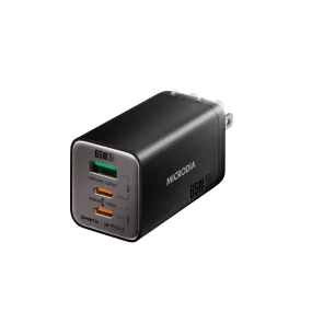 MICRODIA SMARTCube™ Nano 65W GaN Pro Wall Charger, 3-Port, USB-C PD3.0   USB-A QC3.0