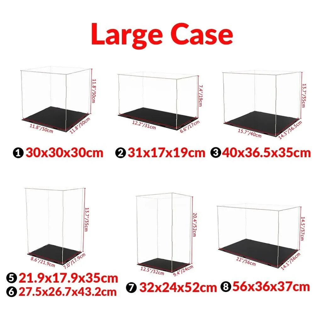 MOC NON  Display: 30/35/43/52/56cm Large Acrylic Display Case Dustproof Clear Box Cabinet for Action Figure Collectibles Model Doll Scale *A*