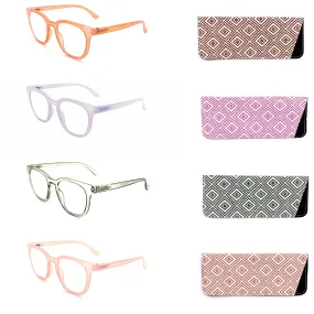 Modern Keyhole Round Keyhole Lens Reading Glasses With Matching Case