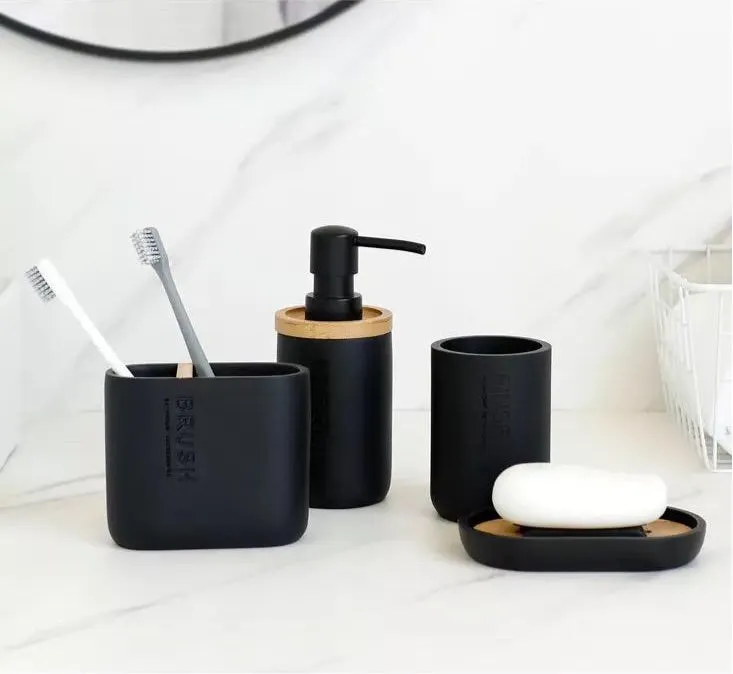 Monochrome Bathroom Accessory Set