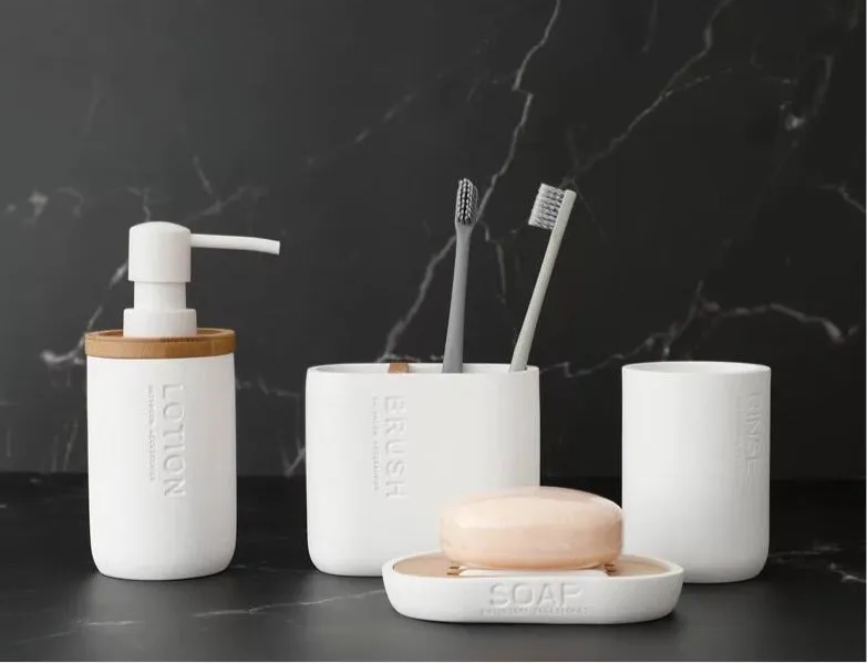 Monochrome Bathroom Accessory Set