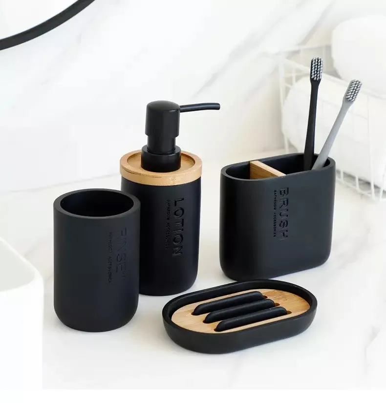 Monochrome Bathroom Accessory Set