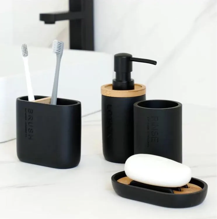 Monochrome Bathroom Accessory Set